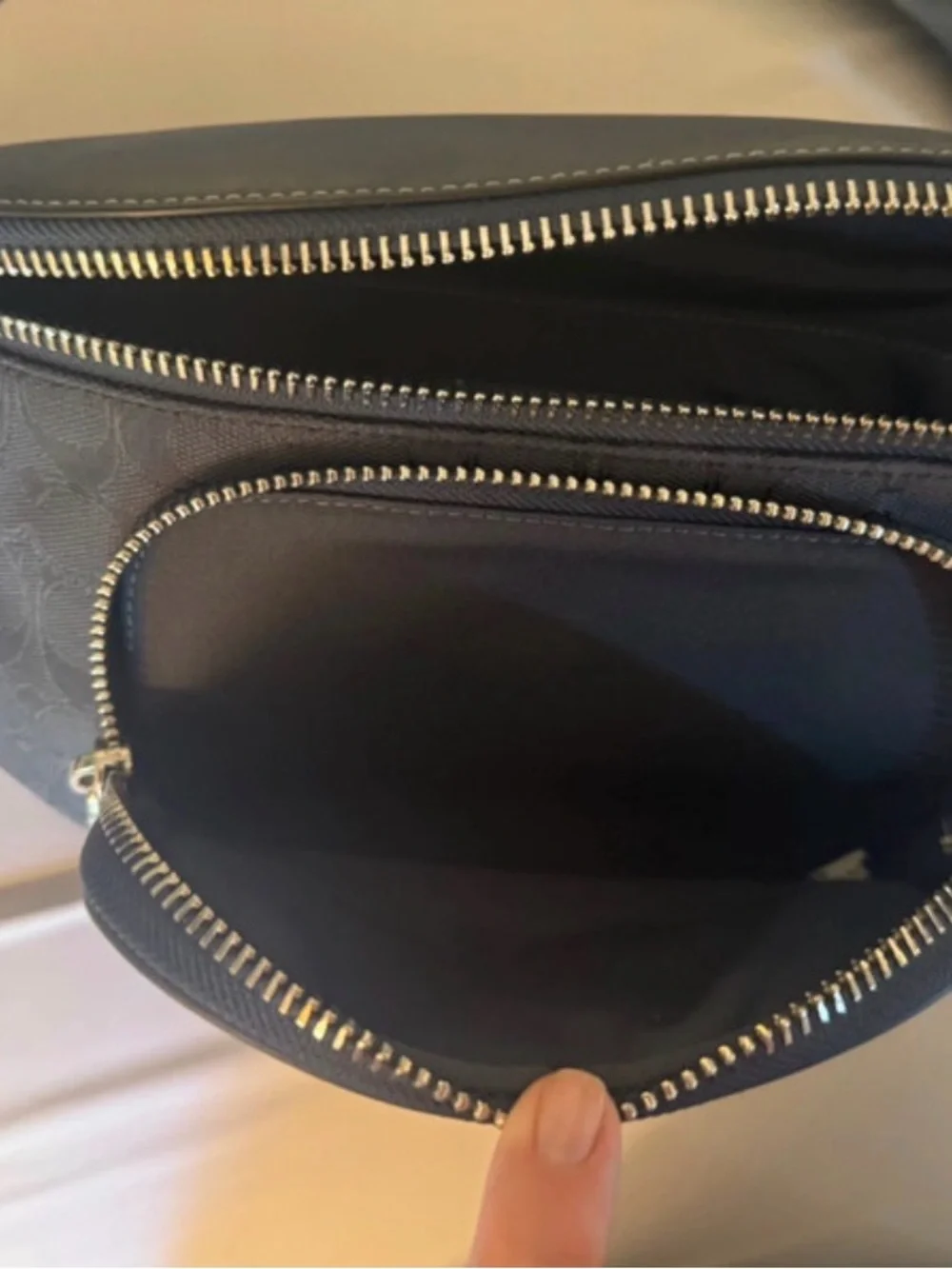 Coach Small Racer Blue & Gray Signature Monogram Crossbody Belt Bag